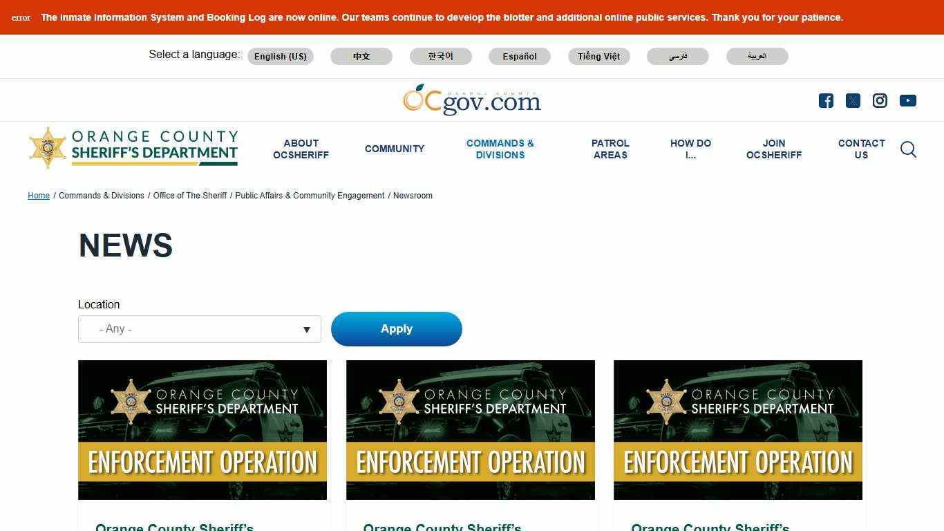 News | Orange County California - Sheriff's Department